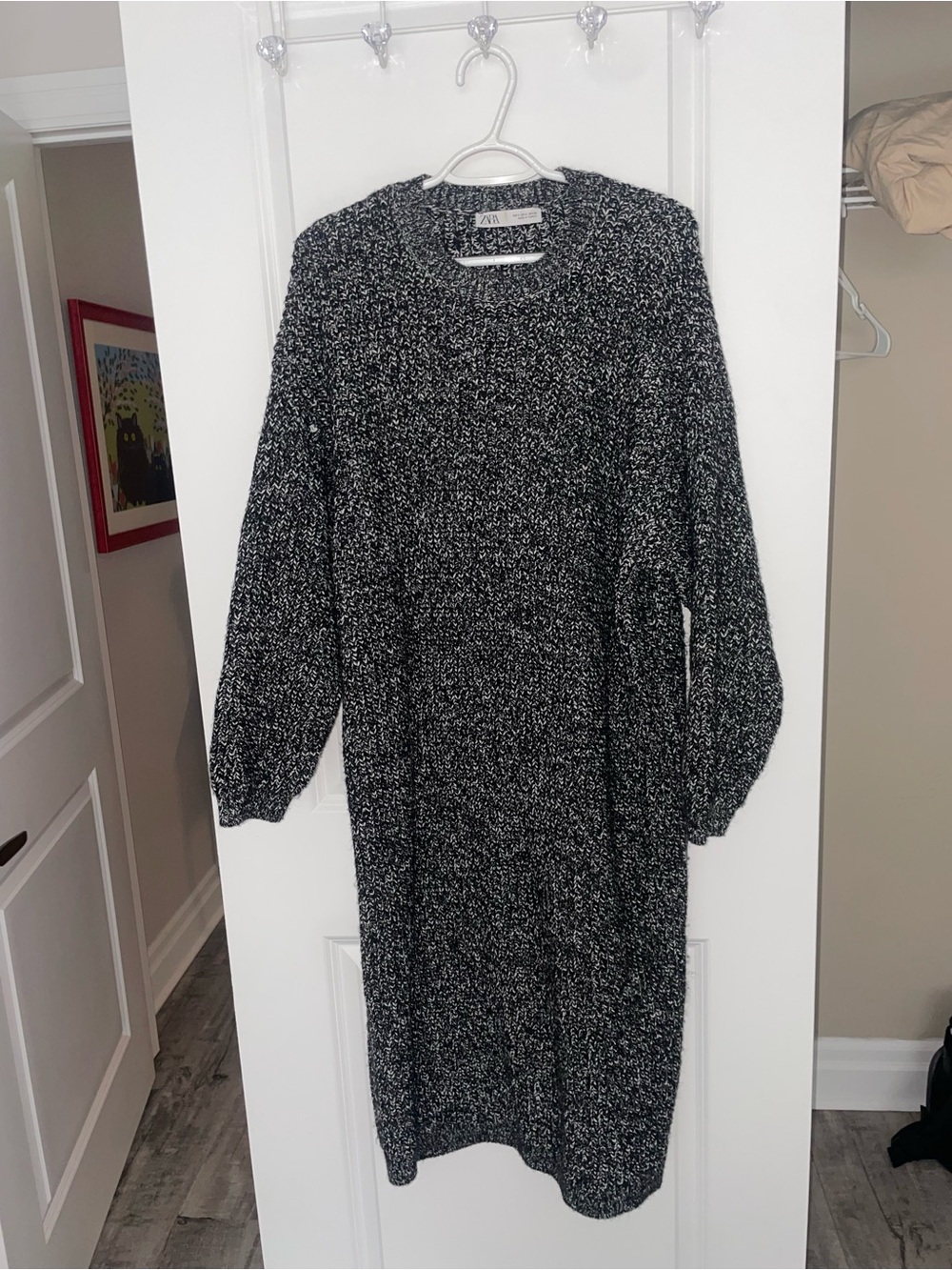 Cozy Black & White Knit Sweater Dress - Zara